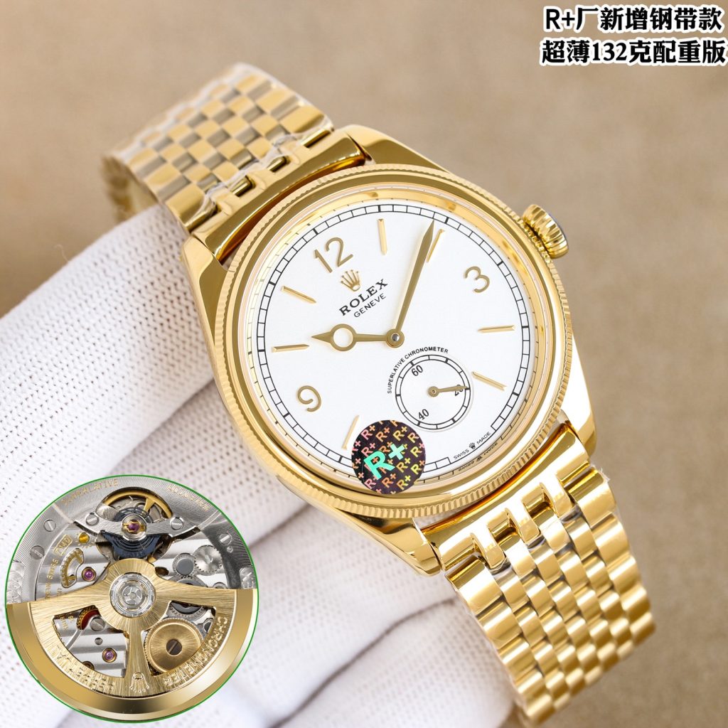 Rolex-Style Watch with Blue Dial and Gold Bracelet