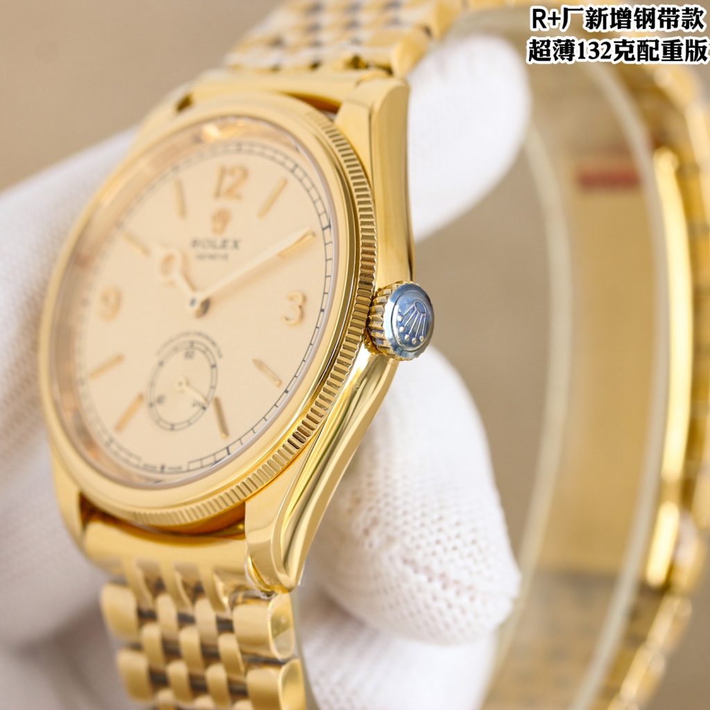 Rolex-Style Watch with Blue Dial and Gold Bracelet