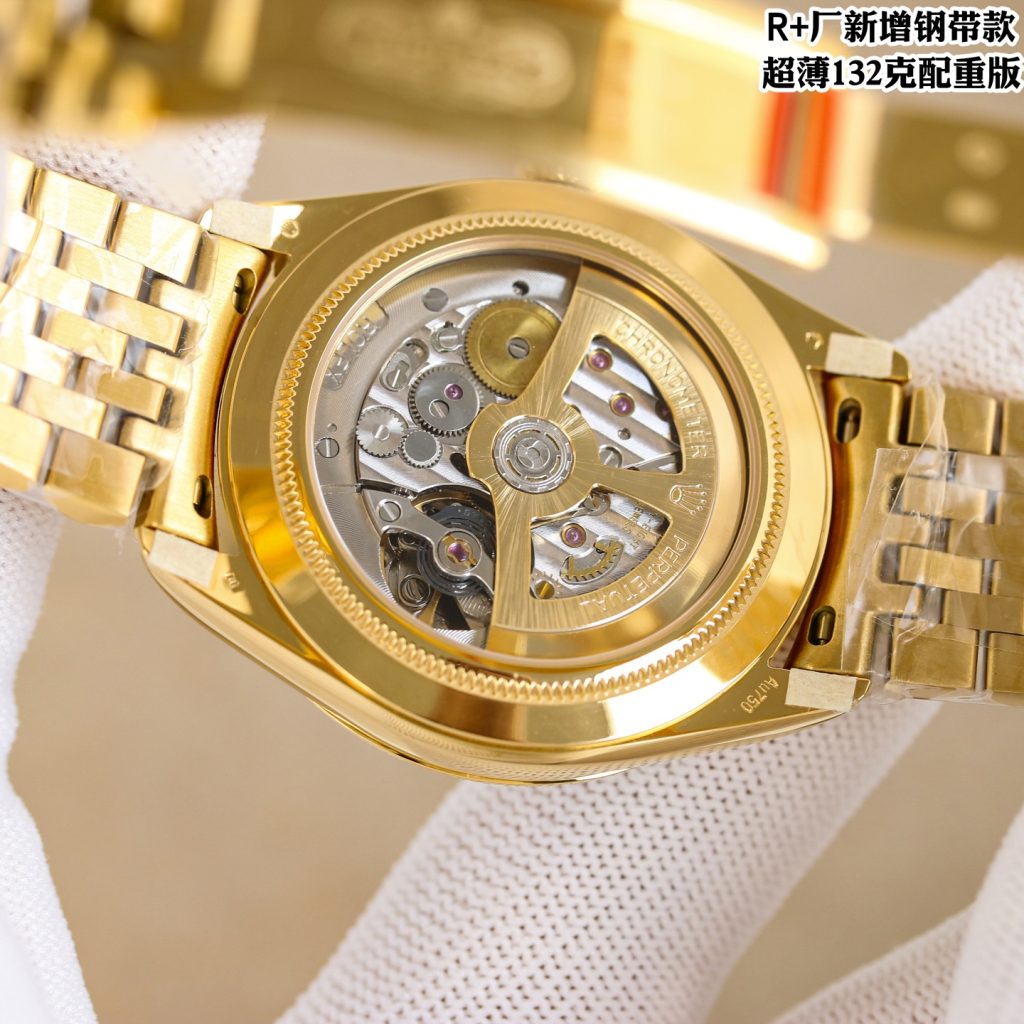 Rolex-Style Watch with Blue Dial and Gold Bracelet