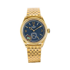 Rolex-Style Watch with Blue Dial and Gold Bracelet