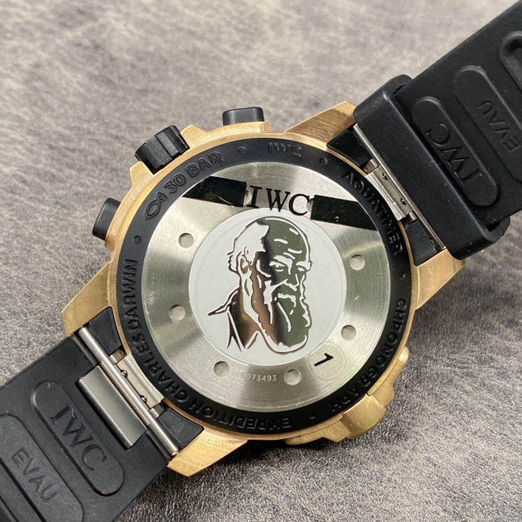 IWC Aquatimer-Style Watch with Black Dial and Yellow-Gold Tone Case