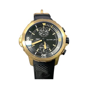 IWC Aquatimer-Style Watch with Black Dial and Yellow-Gold Tone Case