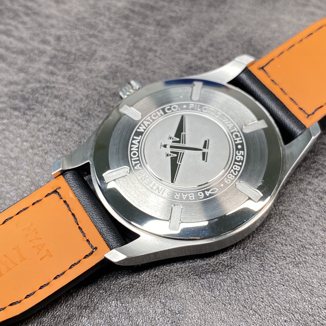 IWC Mark XVI Pilot-Style Watch with Black Dial and Leather Strap