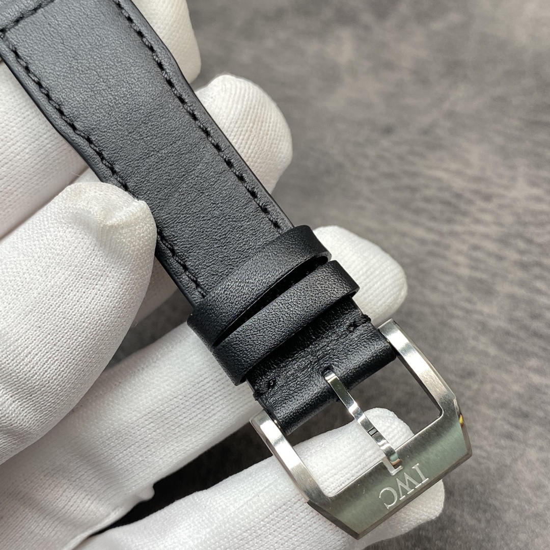 IWC Mark XVI Pilot-Style Watch with Black Dial and Leather Strap