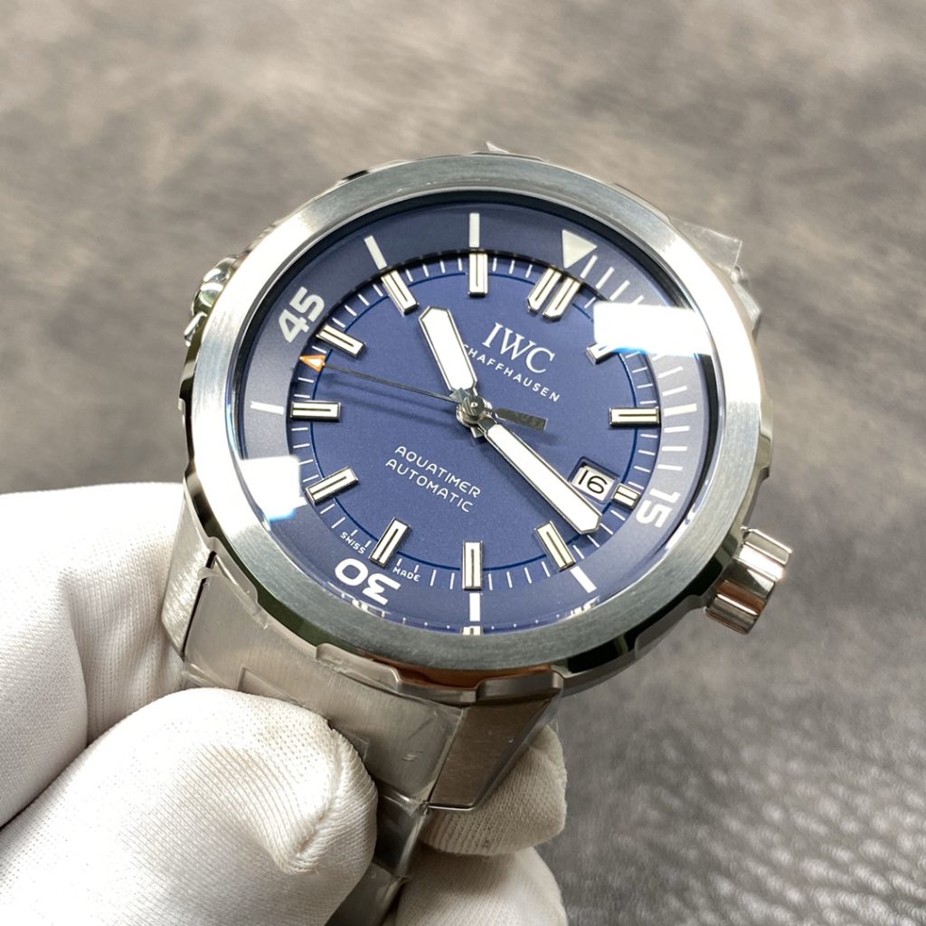 IWC Aquatimer-Style Watch with Blue Dial and Metal Bracelet