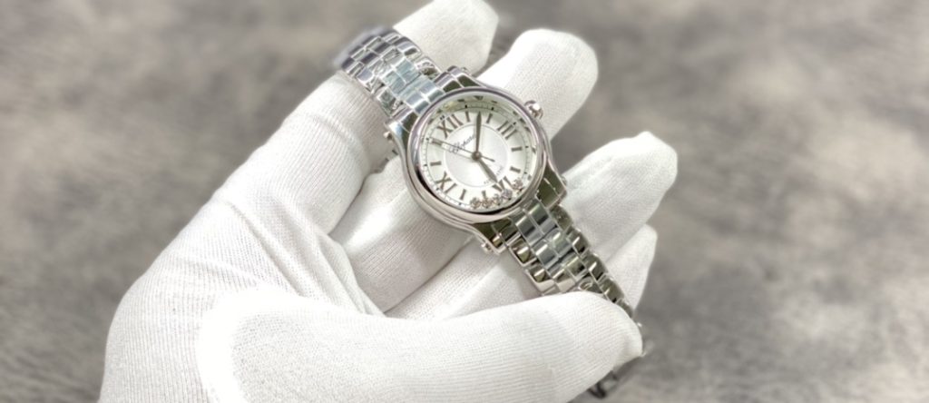 Chopard Happy Diamonds-StChopard Happy Style Automatic Watch, White Dial Roman Numeral Metal Braceletyle Watch with Floating Diamonds