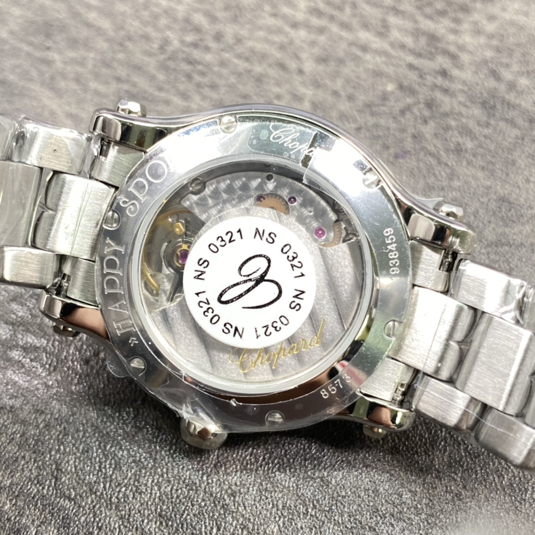 Chopard Happy Diamonds-StChopard Happy Style Automatic Watch, White Dial Roman Numeral Metal Braceletyle Watch with Floating Diamonds