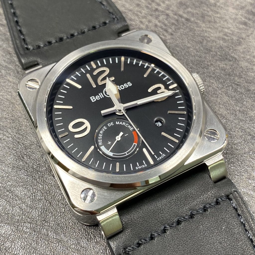 Bell & Ross BR01-Style Square Watch with Black Dial and Leather Strap