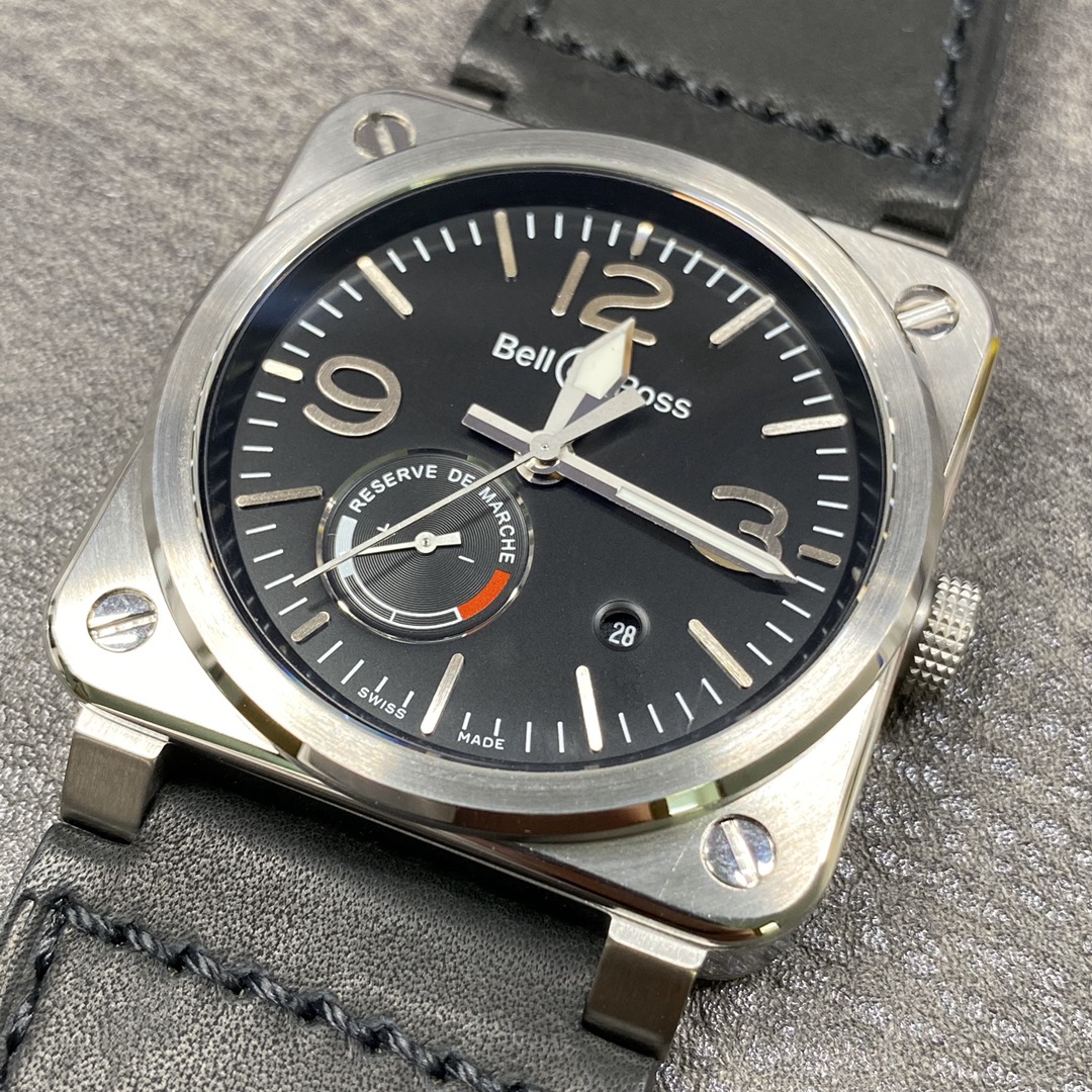 Bell & Ross BR01-Style Square Watch with Black Dial and Leather Strap