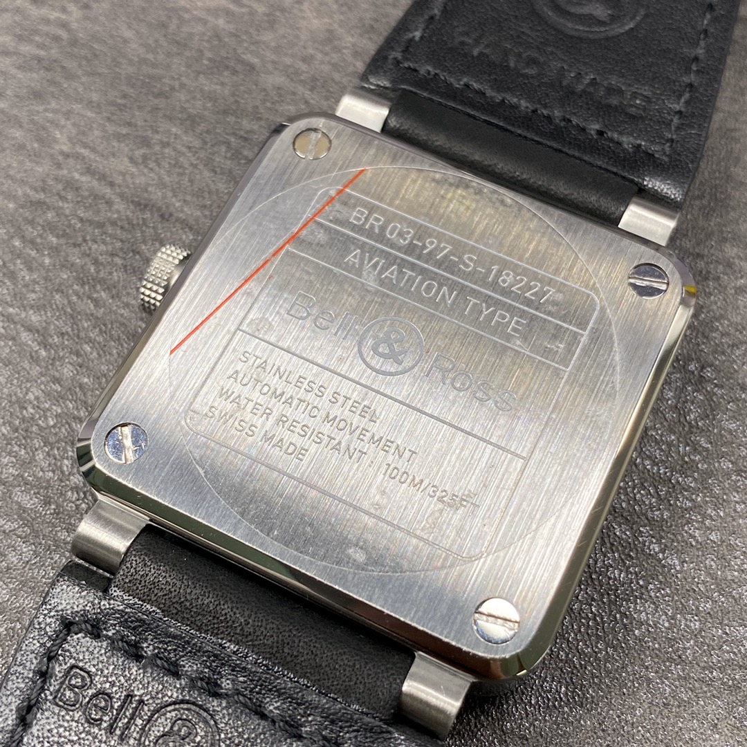 Bell & Ross BR01-Style Square Watch with Black Dial and Leather Strap