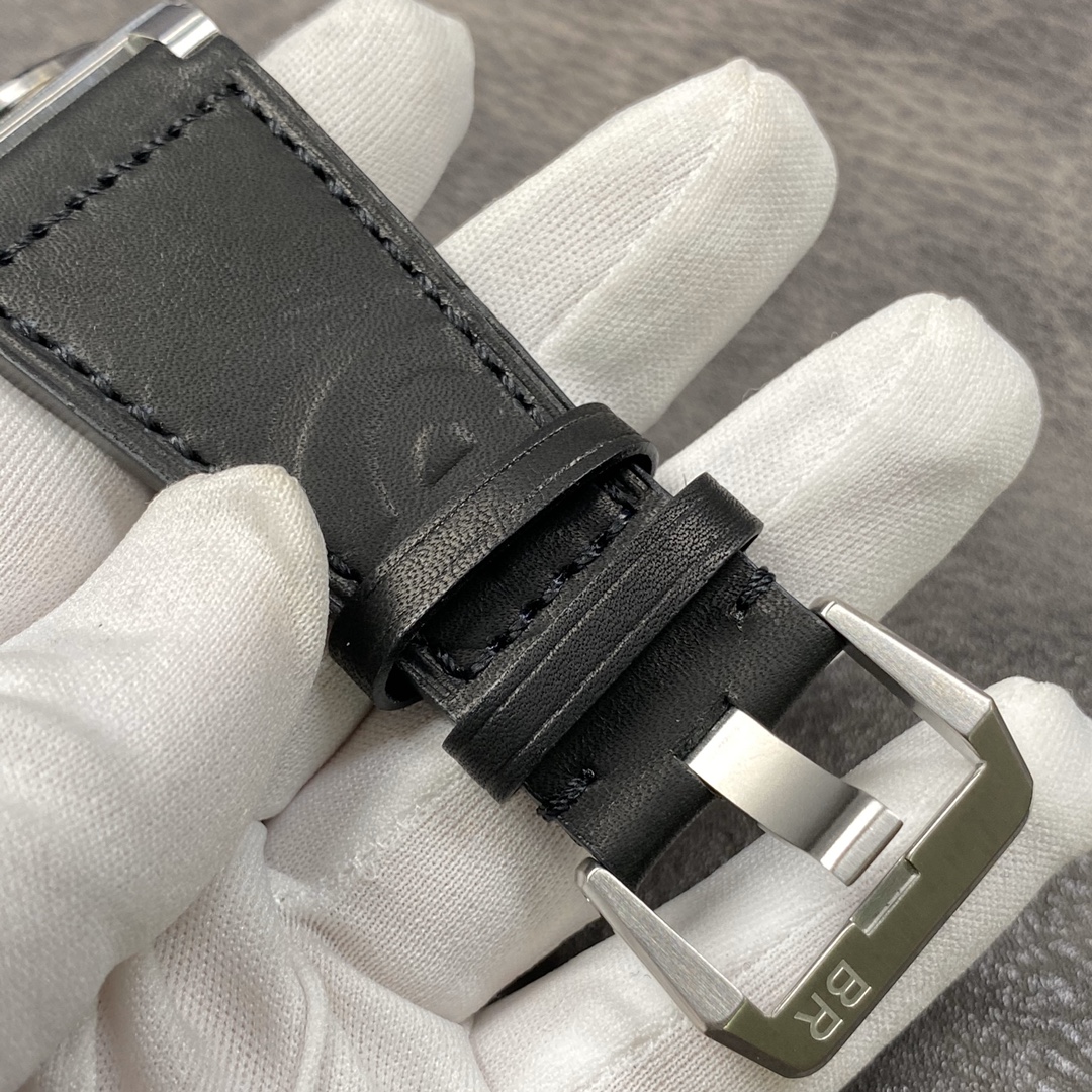 Bell & Ross BR01-Style Square Watch with Black Dial and Leather Strap