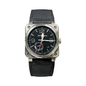 Bell & Ross BR01-Style Square Watch with Black Dial and Leather Strap