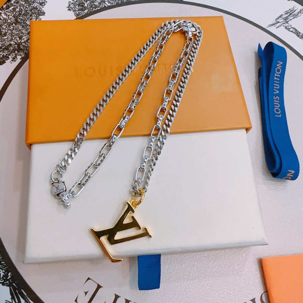 Louis Vuitton Necklace Alloy LV LogoPendant