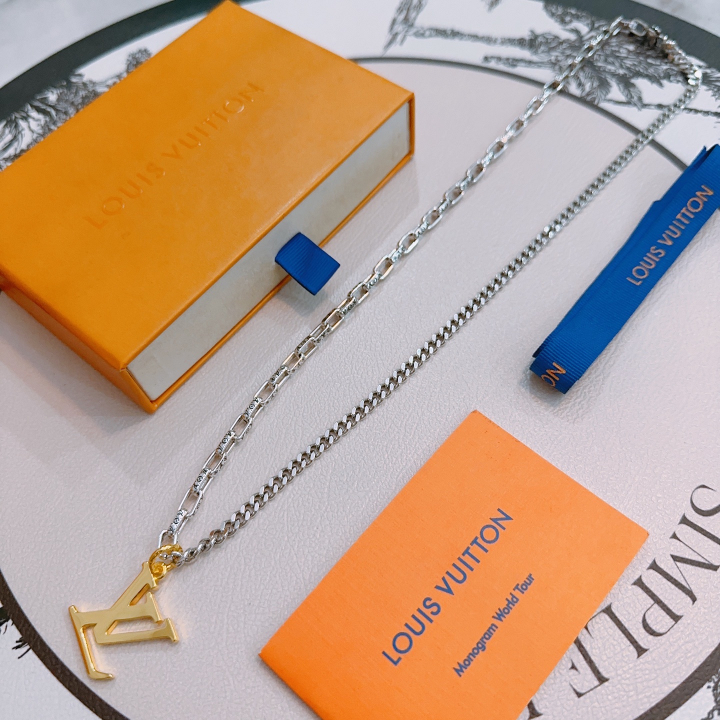 Louis Vuitton Necklace Alloy LV LogoPendant