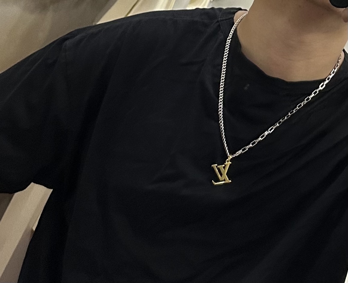 Louis Vuitton Necklace Alloy LV LogoPendant