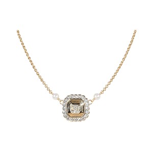 Chanel Necklace Metal, Crystal, Pearl Chanel Logo Pendant Necklace Pendant Necklace Chain with