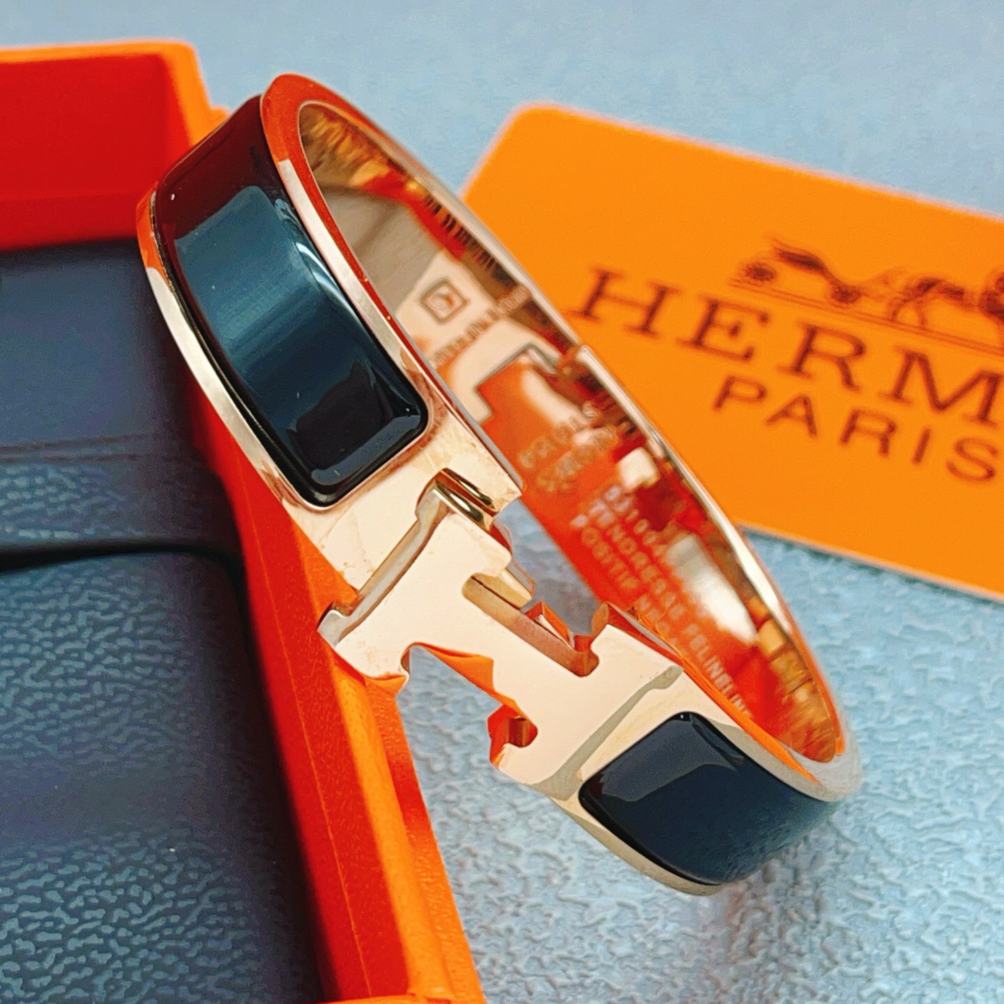 Hermès Clic H Bangle Enamel Bracelet
