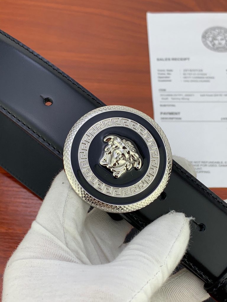 Versace Belt Leather, Metal Medusa Buckle Belt Strap