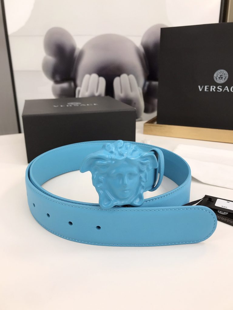 Versace Medusa Belt Leather Reversible Leather Belt with Medusa Buckle Buckle Belt