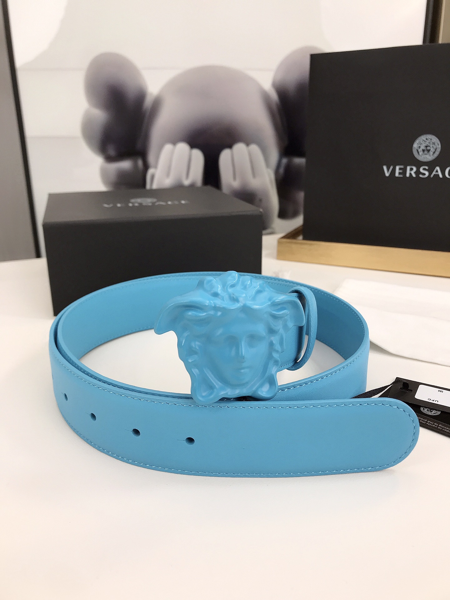Versace Medusa Belt Leather Reversible Leather Belt with Medusa Buckle Buckle Belt