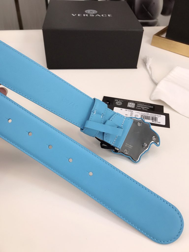Versace Medusa Belt Leather Reversible Leather Belt with Medusa Buckle Buckle Belt