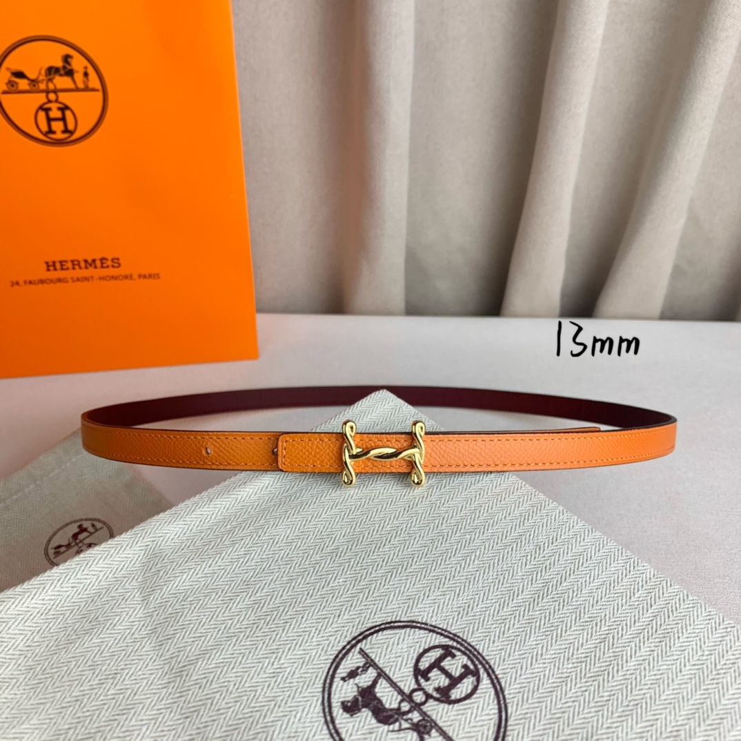 Hermès Belt Epsom leather 13mm reversible belt with gold-tone horsebit buckle Reversible strap