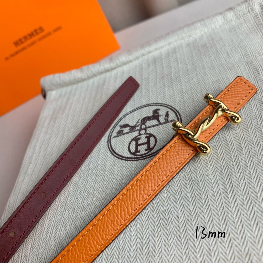 Hermès Belt Epsom leather 13mm reversible belt with gold-tone horsebit buckle Reversible strap