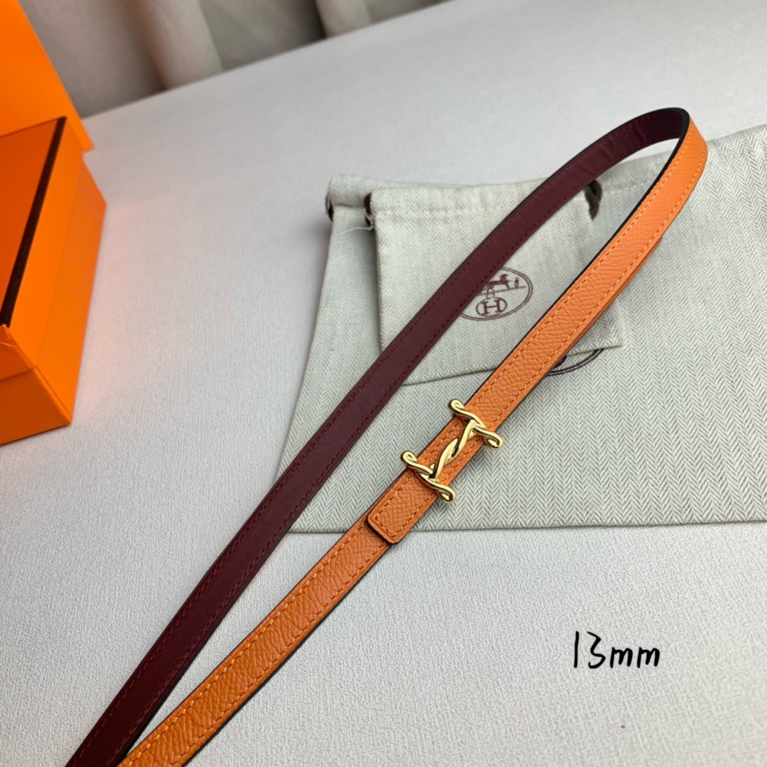 Hermès Belt Epsom leather 13mm reversible belt with gold-tone horsebit buckle Reversible strap