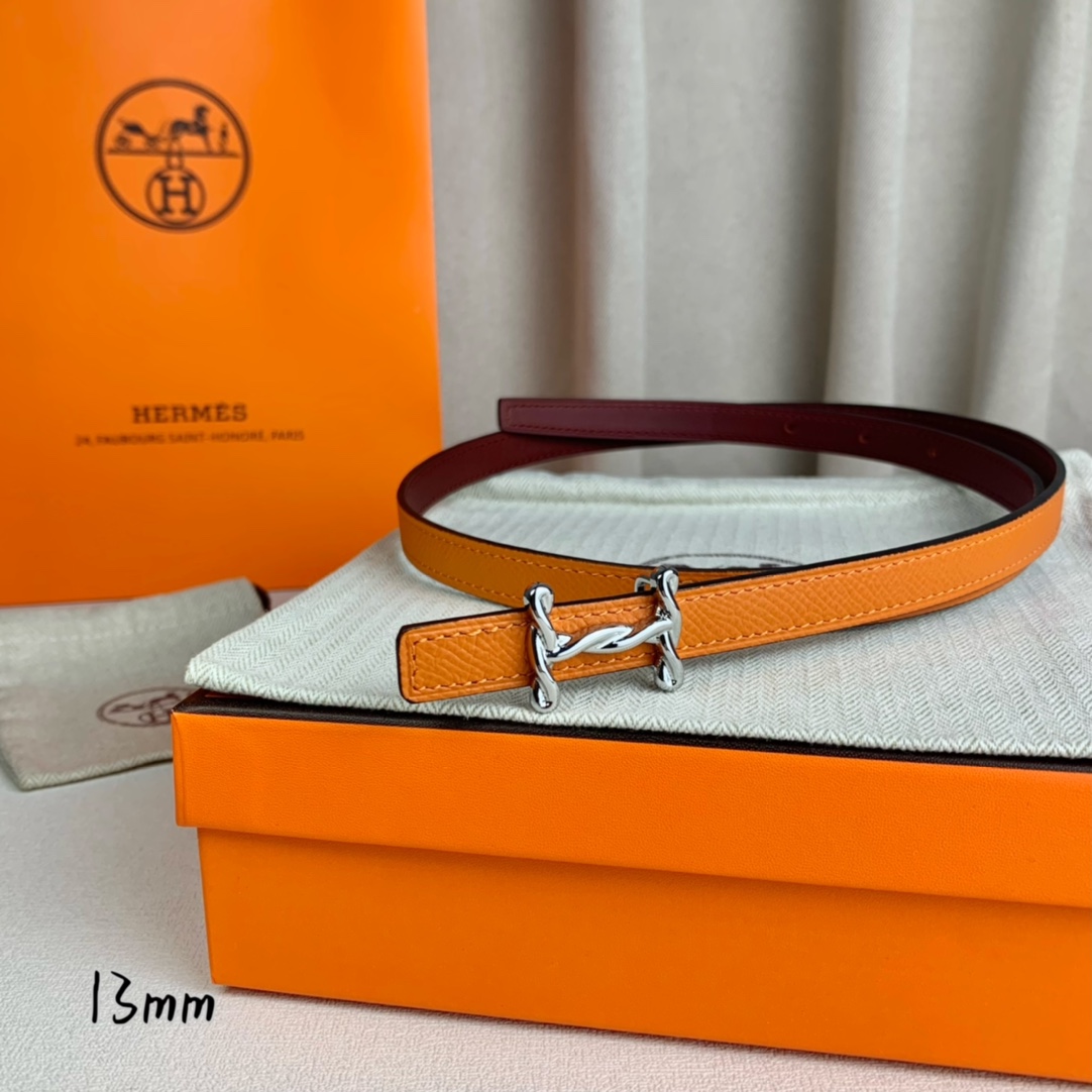 Hermès Belt Epsom leather 13mm reversible belt with gold-tone horsebit buckle Reversible strap