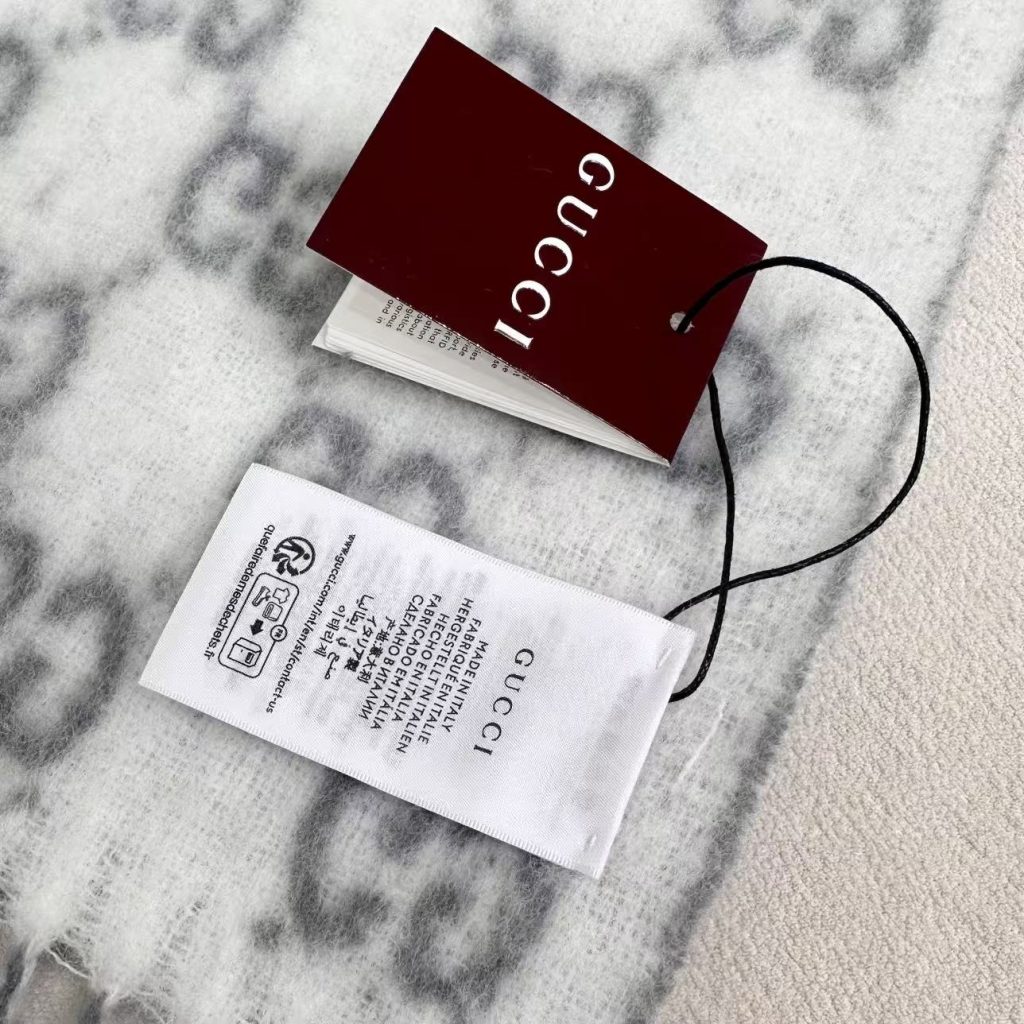 Gucci GG Monogram Scarf Alpaca Wool Blend Fringed Edge 200CM x 37CM