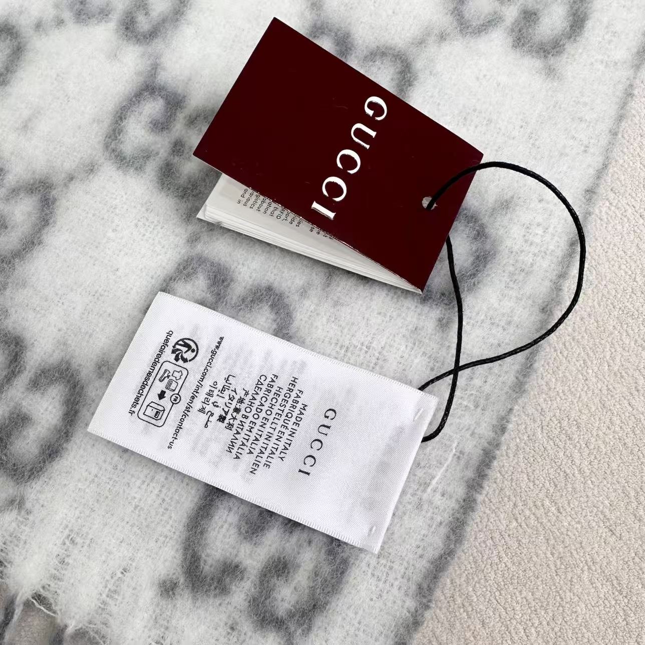Gucci GG Monogram Scarf Alpaca Wool Blend Fringed Edge 200CM x 37CM