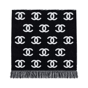 Chanel Classic Logo Reversible Scarf Wool Cashmere Blend Fringed Edge 180CM x 35CM