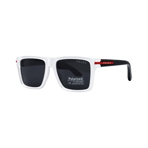 Prada Classic Logo Square Acetate Sunglasses Polarized Lenses Red Temple Logo