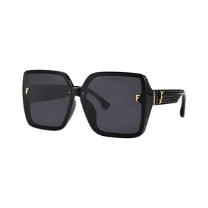 Fendi FF Logo Oversized Square Acetate Sunglasses Gold-tone Temple Logo